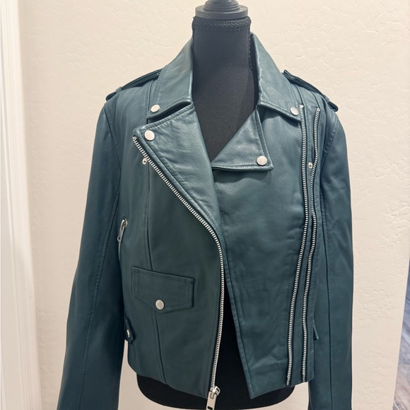 Walter Baker Dark Teal Leather Jacket - Picture 2 of 5
